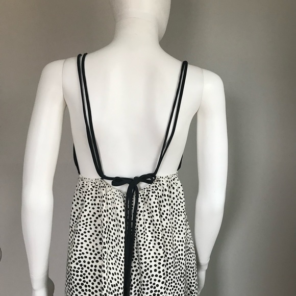 Y2K NWT Christopher Dean 100% Silk Black & White Polka Dot Yacht Maxi Dress 2 - Picture 6 of 9